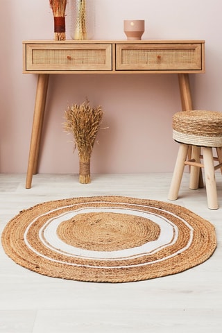 Tapis rond Nude Palette - Beige et blanc - 90 cm