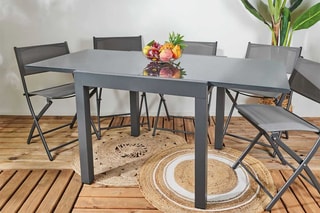 Mesa de jardim extensível Haria - Cinzento