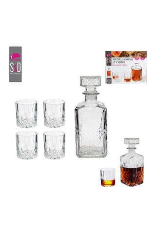 Bouteille de whisky et 4 verres -  93 cl