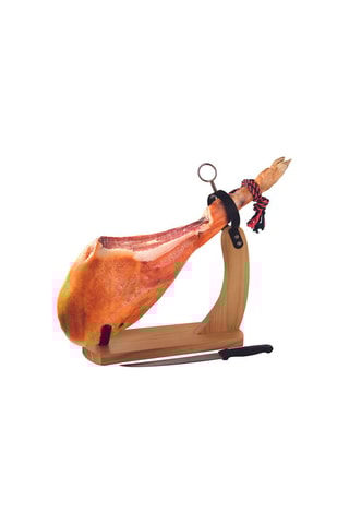 Support à jambon en bois et couteau - 38 x 14,2 x 39 cm