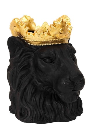 Cache-pot Lion avec couronne - Noir et doré