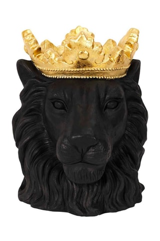 Cache-pot Lion avec couronne - Noir et doré