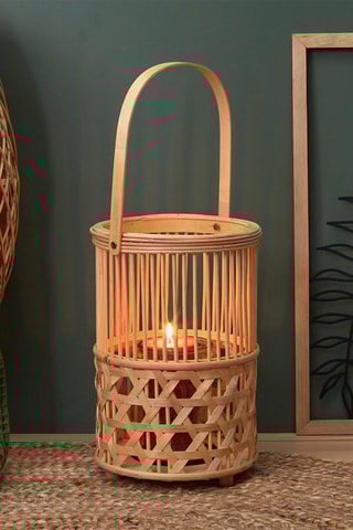 Lanterne en bambou 21 x 21 x 51 cm - Naturel