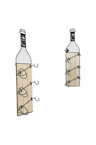 Porte-bouteilles en bois - Naturel et noir