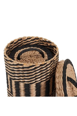 2 paniers de rangement avec couvercles - 
Naturel et noir