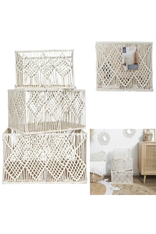 3 paniers rectangulaires - 37 cm - Beige