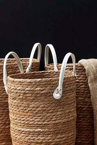 3 paniers de rangement - 36, 25,5 et 30 cm - Naturel et blanc