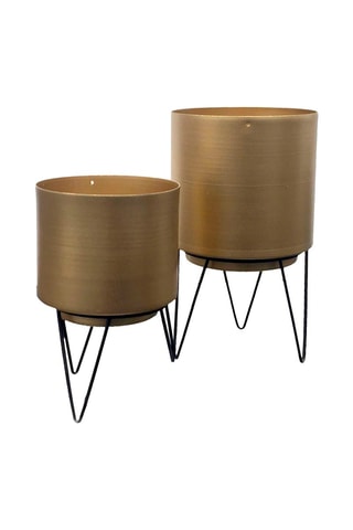 2 cache-pots - Doré - 12,9 x 12,9 x 22,3 cm