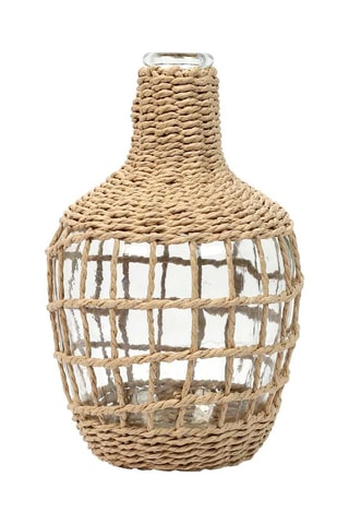 Vase dame-jeanne tressé - 
25,5 cm - Beige