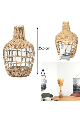 Vase dame-jeanne tressé - 
25,5 cm - Beige