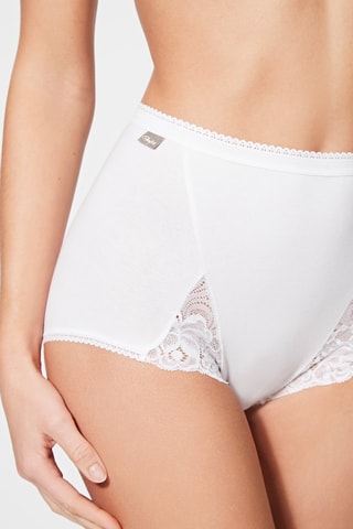 2 Hipsters Hoge Taille Coton & Dentelle - Wit -  