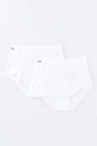 2 Hipsters Hoge Taille Coton & Dentelle - Wit -  