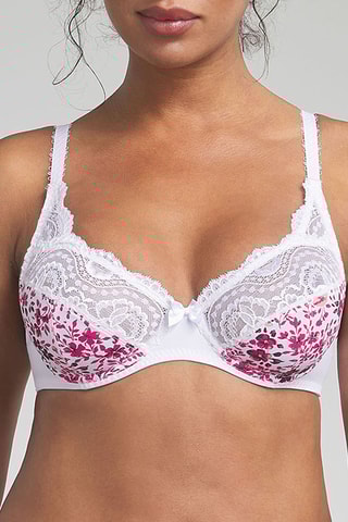 Voorgevormde Beha Flower Elegance - Wit en Fuchsia -  