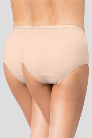 2 Biologisch Katoen Slips Hoge Taille Midi Coton - Beige
