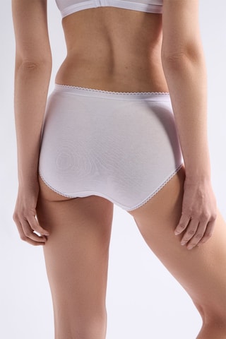3 Slips Midi Taille Coton Stretch - Wit, rood en donkerblauw