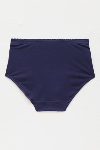 3 Slips Midi Taille Coton Stretch - Wit, rood en donkerblauw