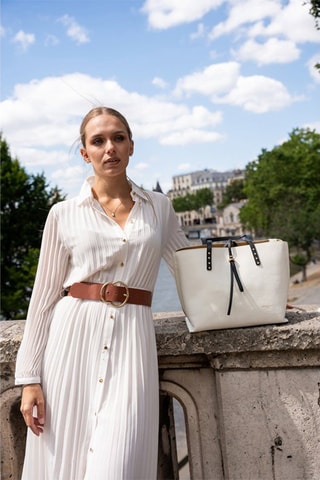Mala shopper em couro Maina - Branco