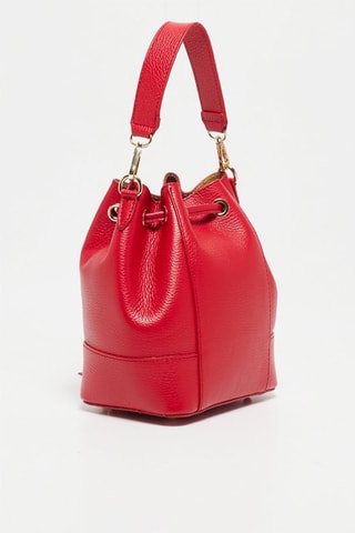 Sac seau en cuir Mini Livy - Rouge