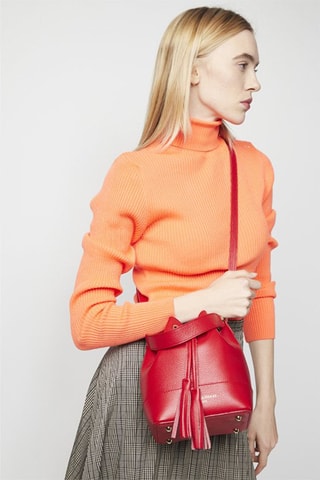Sac seau en cuir Mini Livy - Rouge
