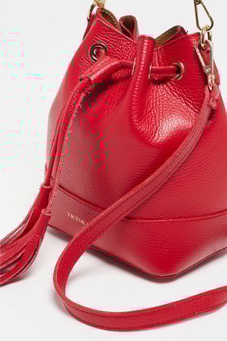 Sac seau en cuir Mini Livy - Rouge