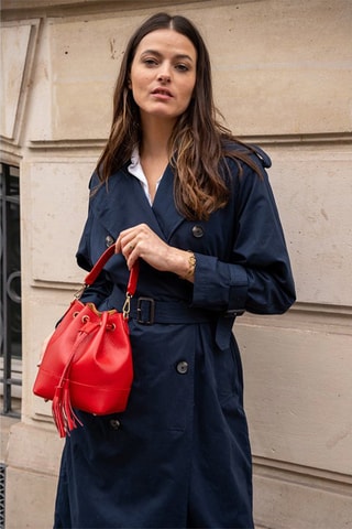 Sac seau en cuir Mini Livy - Rouge