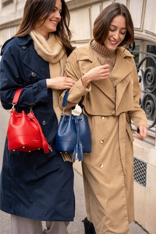 Sac seau en cuir Mini Livy - Rouge