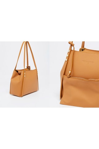 Mala shopper em couro Yda - Castanho
