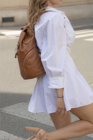 Mochila de couro Lauren - Castanho