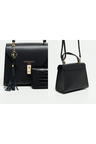 Sac à main en cuir Set Hugo - Noir