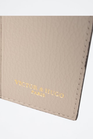 Porte-cartes en cuir Dina - Blanc et doré