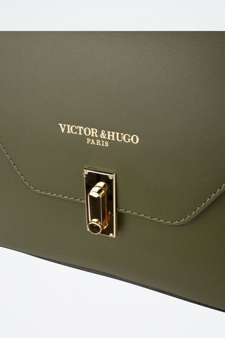 Sac à main en cuir Hugo - Vert et doré