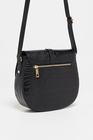 Mala a tiracolo de couro Kara - Preto e dourado