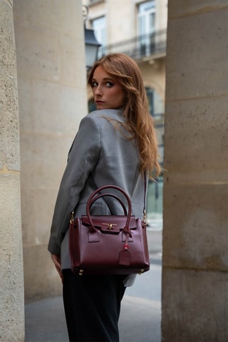 Sac à main en cuir Jeny - Rouge et doré