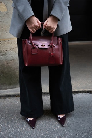 Sac à main en cuir Jeny - Rouge et doré
