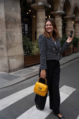 Sac à main Elia Croco en cuir - Jaune