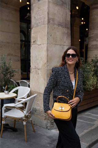 Sac à main Elia Croco en cuir - Jaune