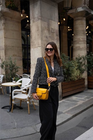 Mala a tiracolo de couro Eliane - Amarelo