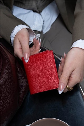 Porte-cartes en cuir Salma - Rouge