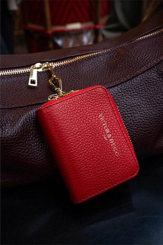 Porte-cartes en cuir Riley - Rouge