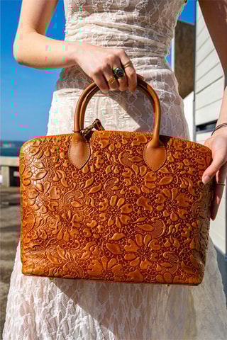 Mala shopper em couro Madison - Castanho