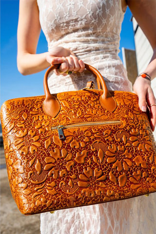 Mala shopper em couro Madison - Castanho