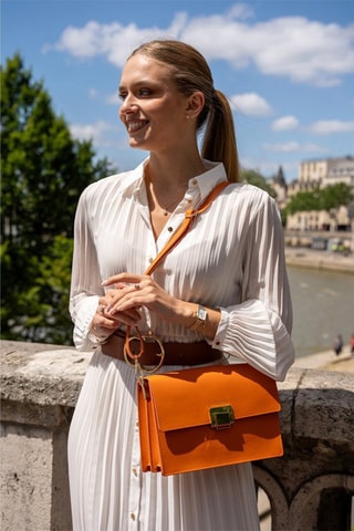 Sac bandoulière en cuir Nilya - Orange