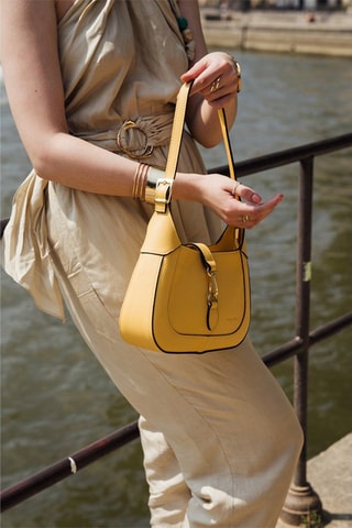 Sac porté épaule en cuir Lise - Jaune