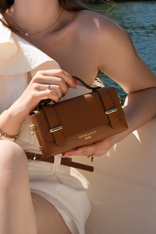 Mala a tiracolo de couro Boho - Camel
