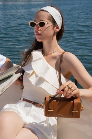 Mala a tiracolo de couro Boho - Camel