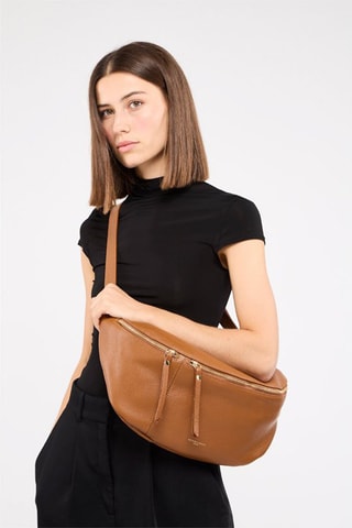 Bolsa de cintura em couro Alia - Castanho