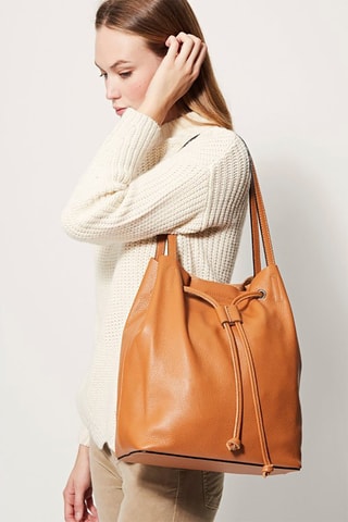Sac seau en cuir Luna - Marron