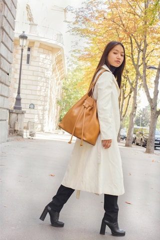 Sac seau en cuir Luna - Marron