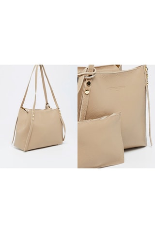 Mala shopper em couro Yda - Bege