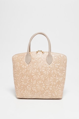 Mala shopper em couro Madison - Bege e castanho